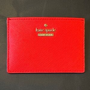 Kate Spade Red Card Holder with Striped Interior